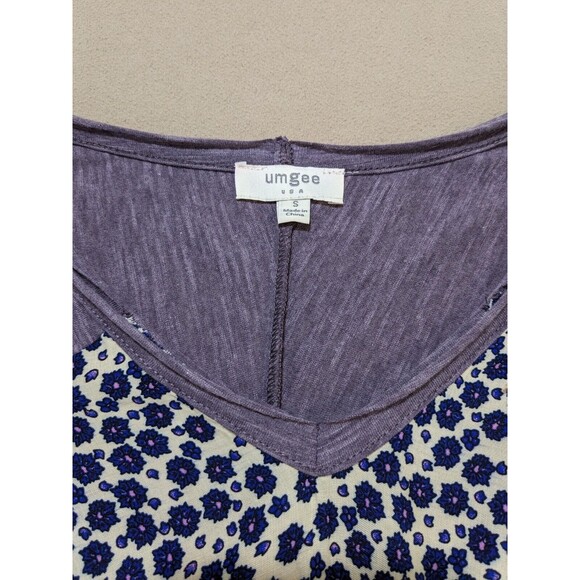 Umgee Blouse Women Small Boho/Hippie Floral/Paisley Bell Sleeve Top Purple/Blue - Picture 4 of 10